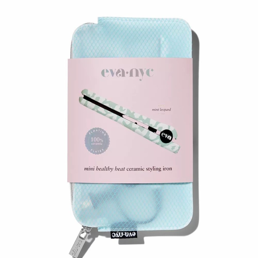 * Flat Irons | Eva Nyc Mint Leopard Mini Healthy Heat Ceramic Styling Flat Iron